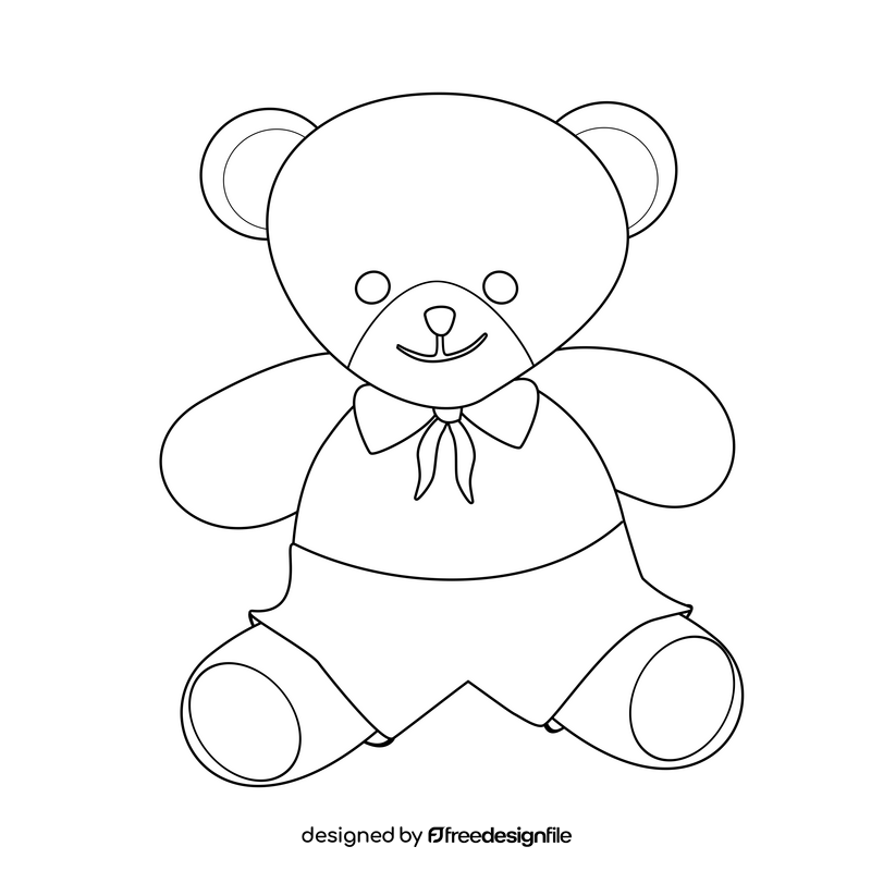 Teddy bear in shorts black and white clipart vector free download