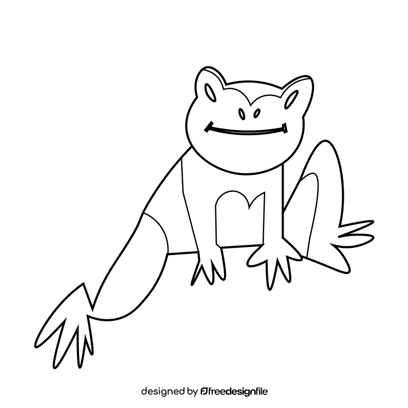 Frog ninja black and white clipart