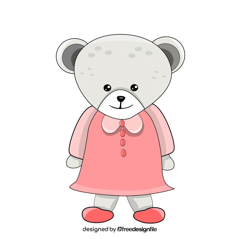 Teddy bear in pink dress clipart
