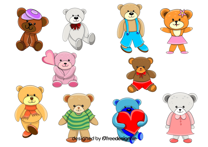 Cute teddy bears vector