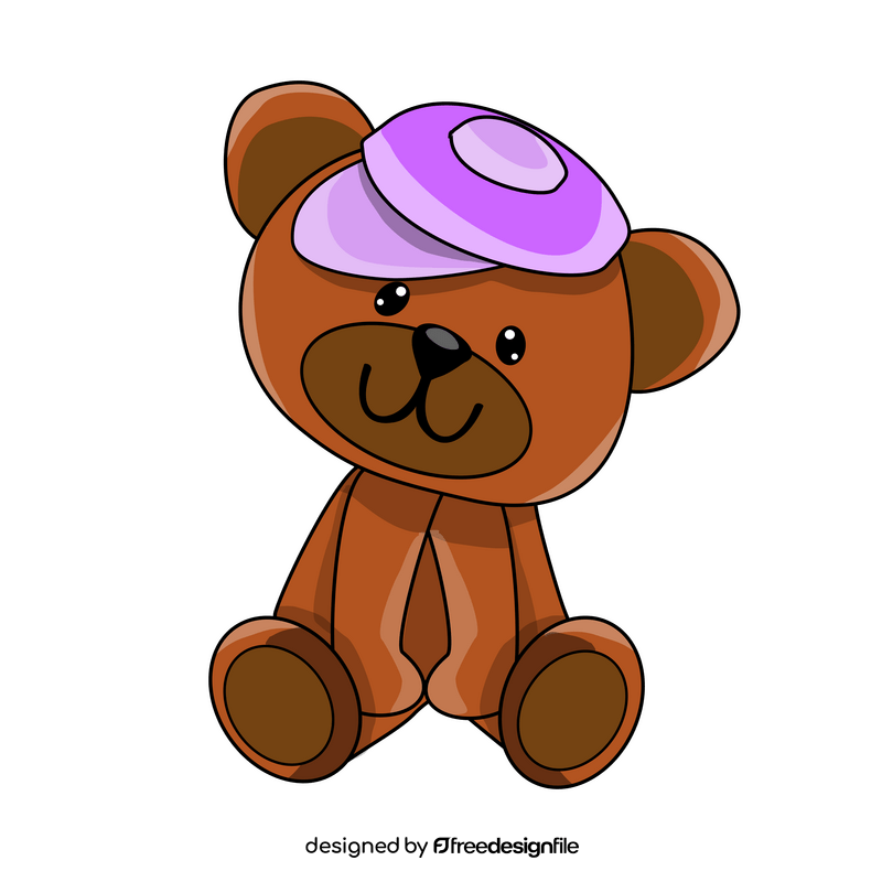 Teddy bear with purple cap clipart