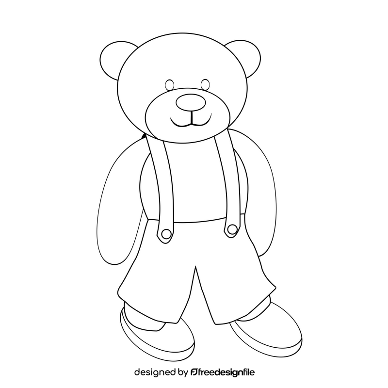 Teddy bear cartoon black and white clipart