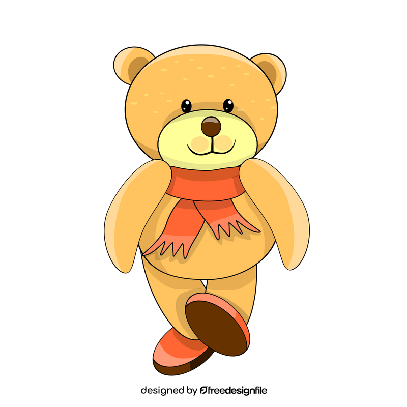 Teddy bear with scarf drawing clipart