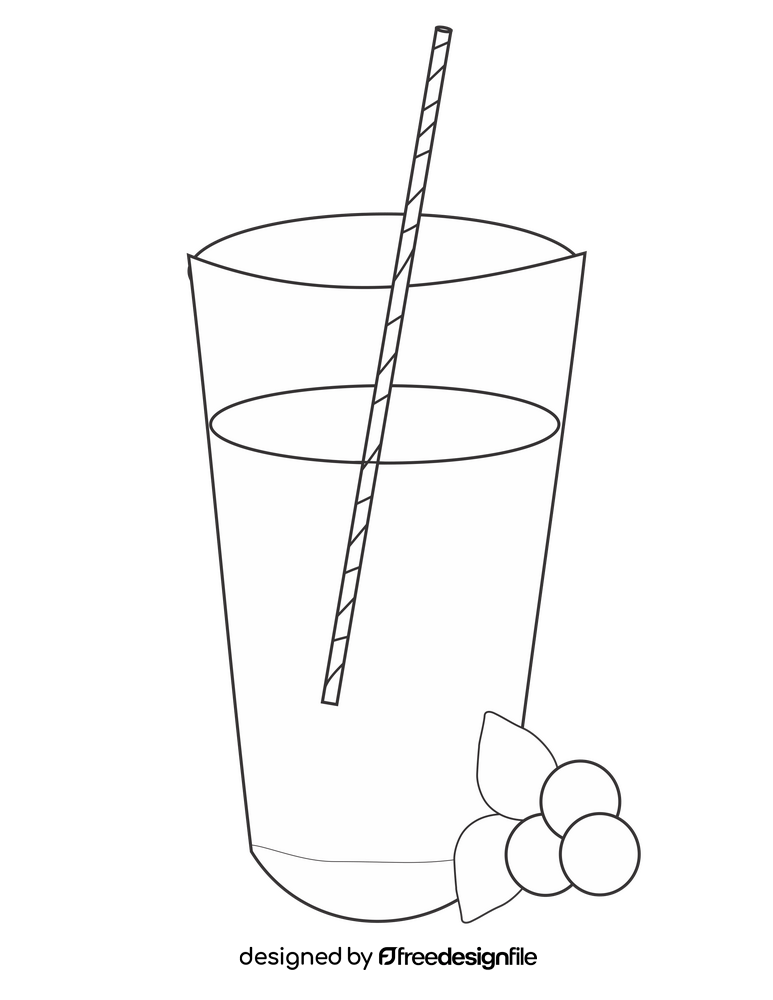 Cherry juice illustration black and white clipart