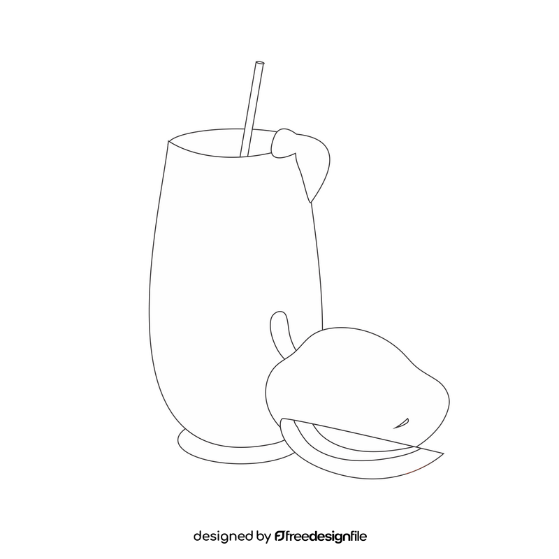 Fresh mango juice drawing black and white clipart