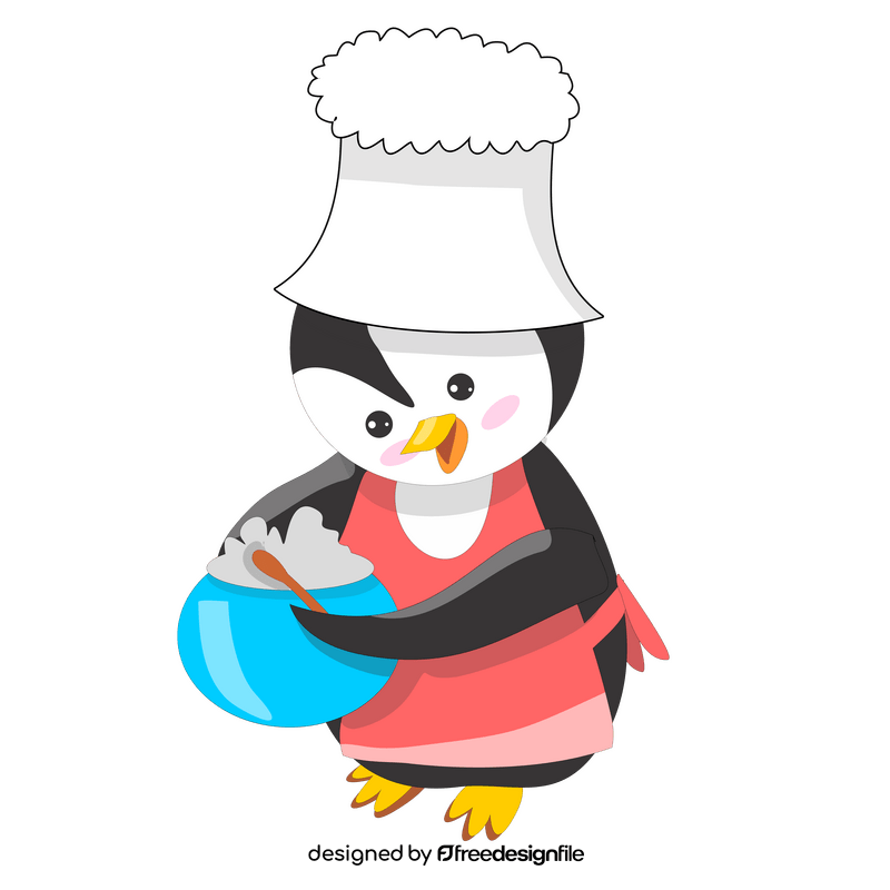 Cute penguin cooking clipart