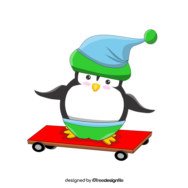 Cute penguin skating clipart