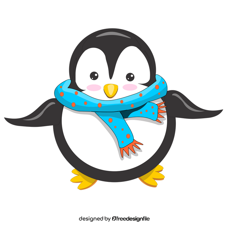 Penguin with blue carf clipart