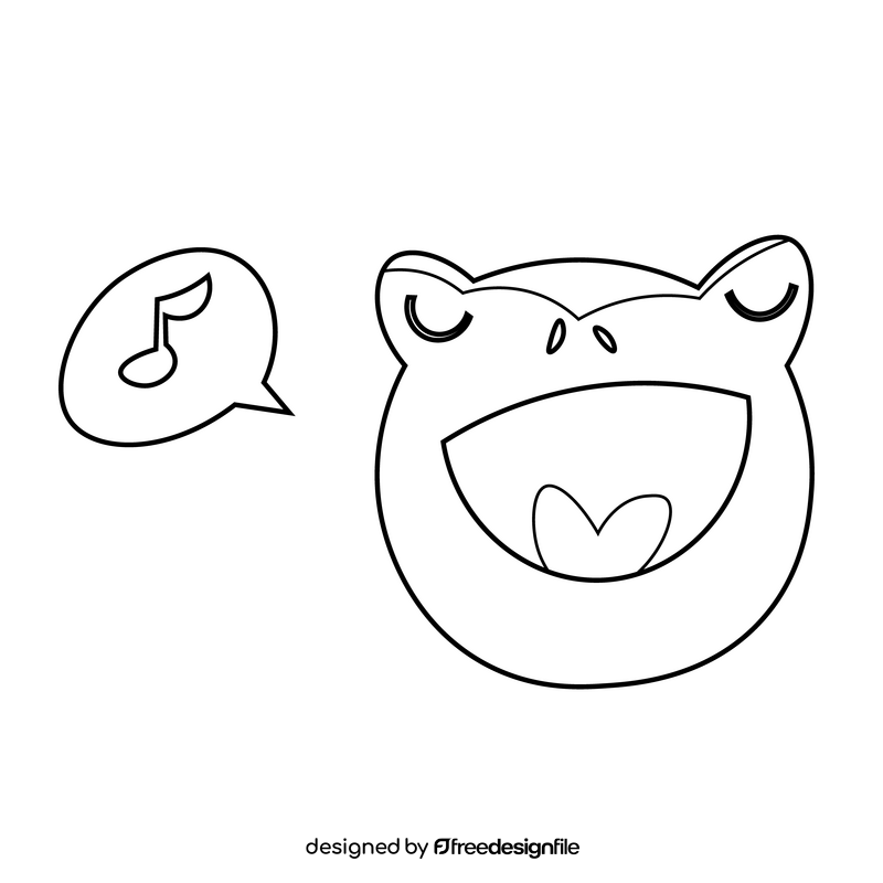 Frog singing black and white clipart