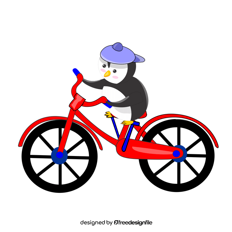 Penguin riding a bike illustration clipart