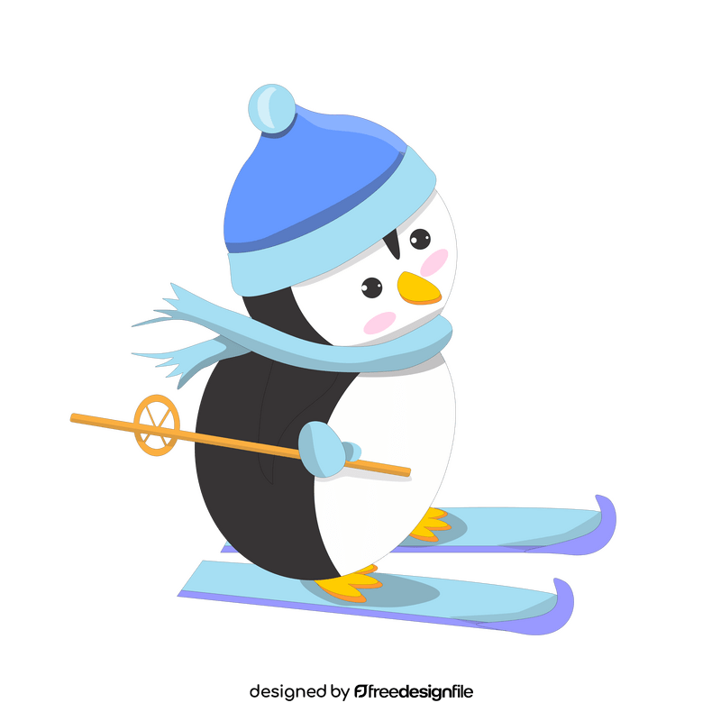Cartoon penguin ice skating clipart