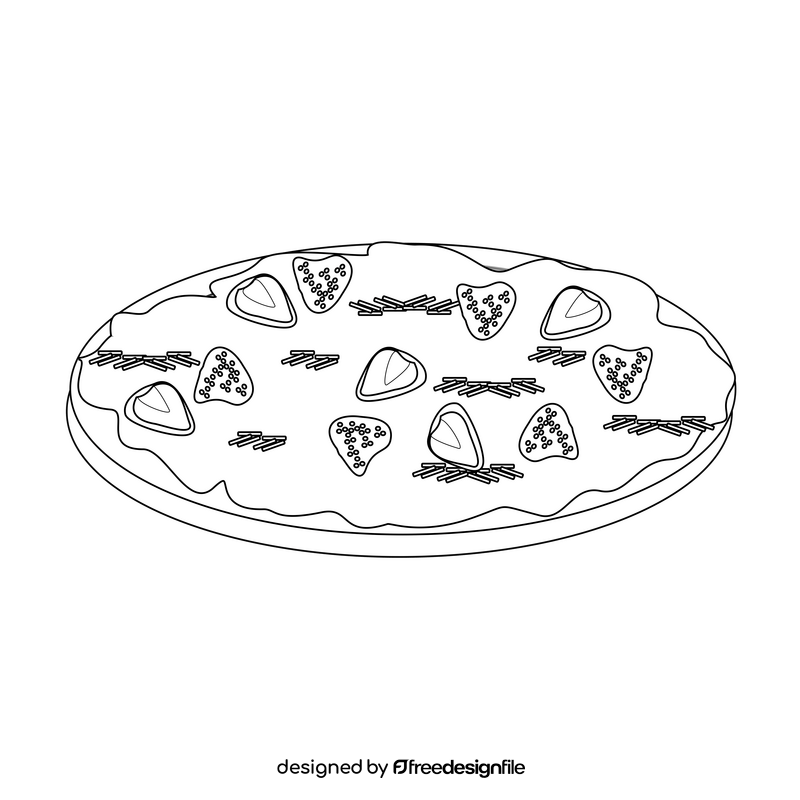 Dessert pizza with chocolate and strawberry black and white clipart