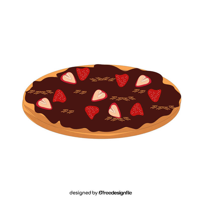 Dessert pizza with chocolate and strawberry clipart