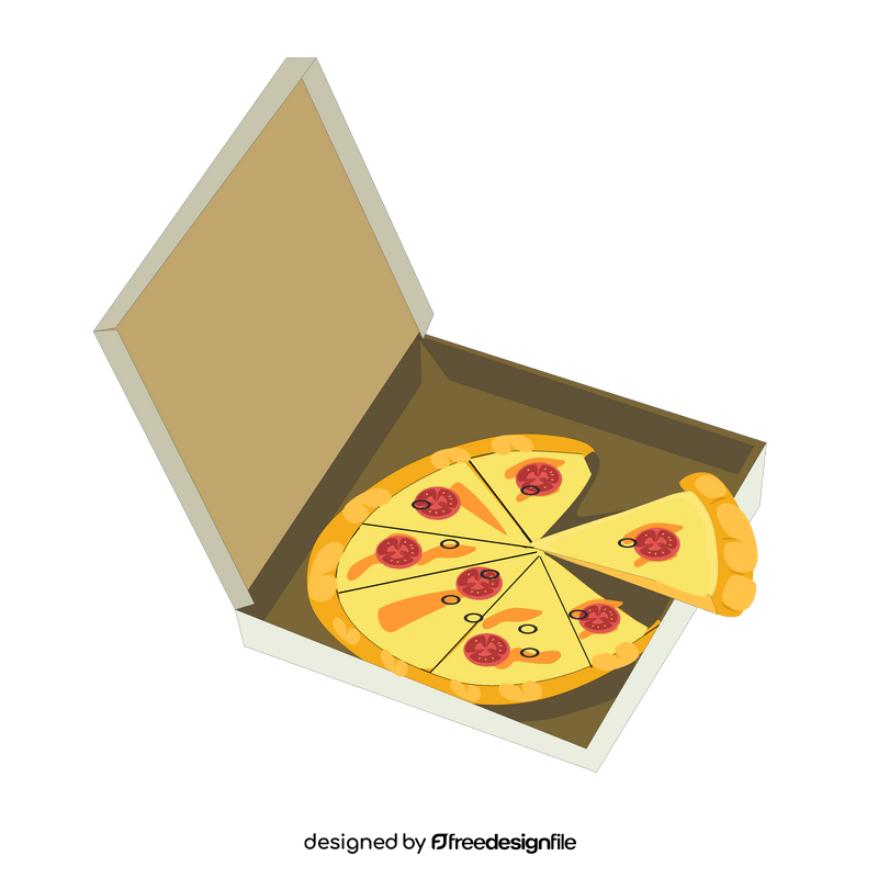 Cartoon pizza in a box clipart