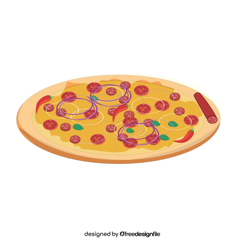 Free pizza with sausage and chili pepper clipart