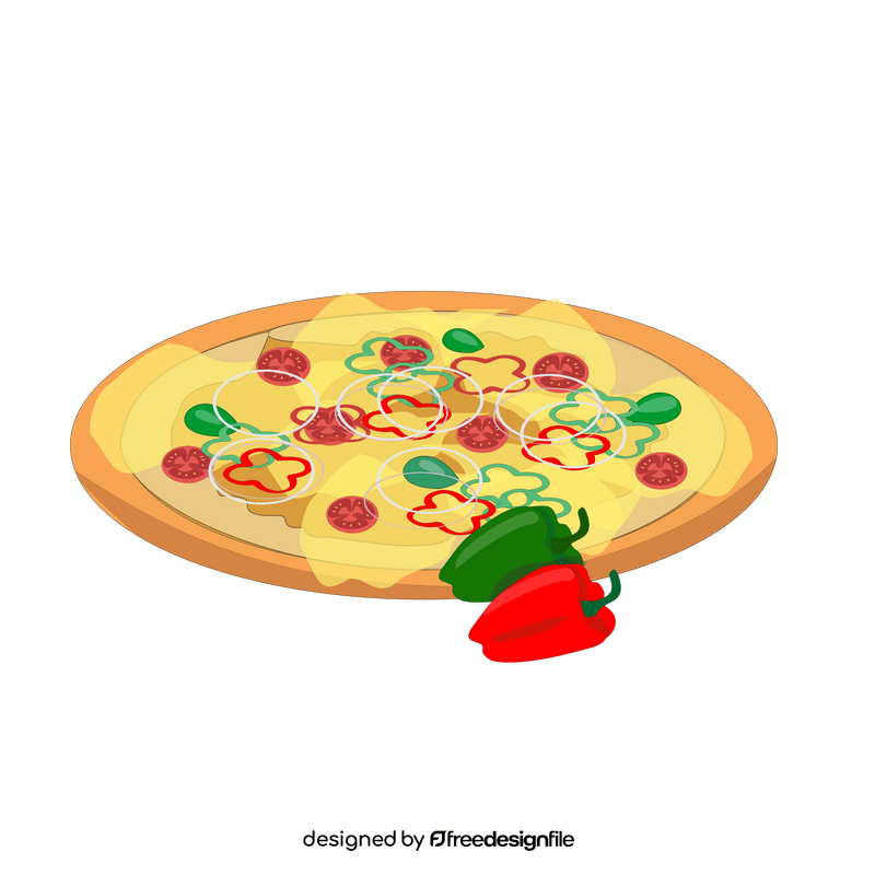 Red and green pepper pizza clipart
