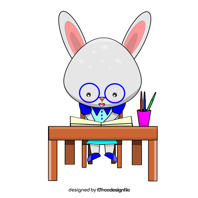Cartoon rabbit at school clipart