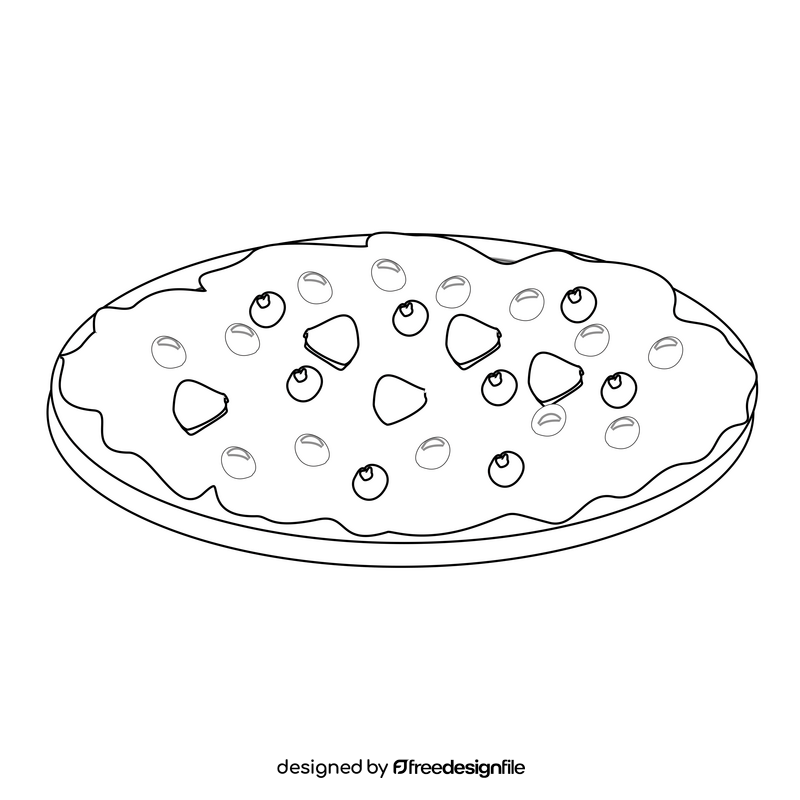 Fruit pizza black and white clipart