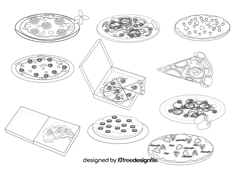 Free pizza black and white vector
