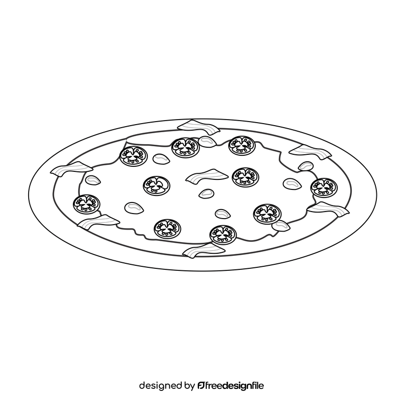 Cheese and bacon pizza drawing black and white clipart