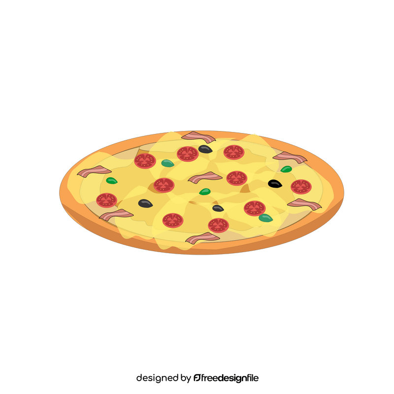Cheese and bacon pizza drawing clipart