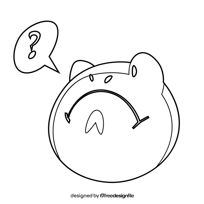Frog question black and white clipart
