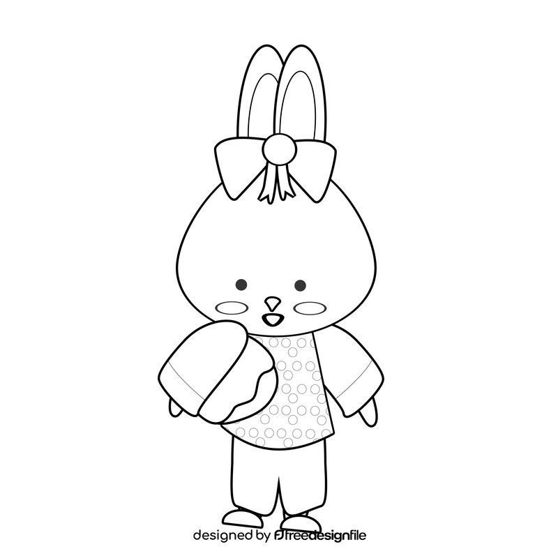 Cute rabbit going to bed black and white clipart