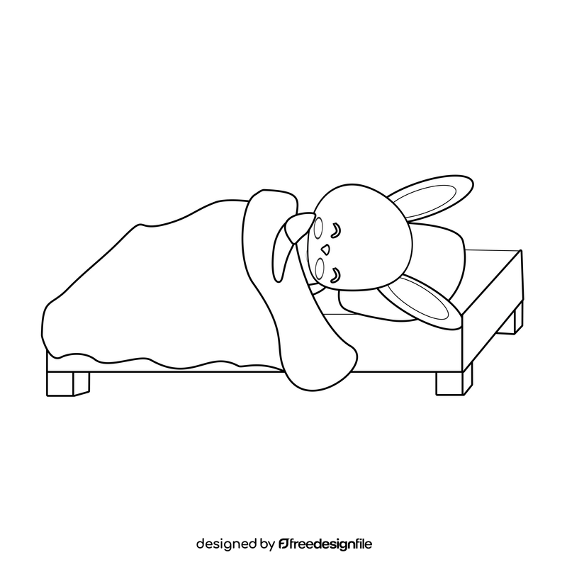 Rabbit sleeping illustration black and white clipart