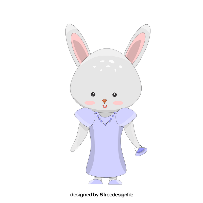 Cute rabbit in a dress clipart