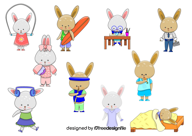 Cartoon rabbits vector