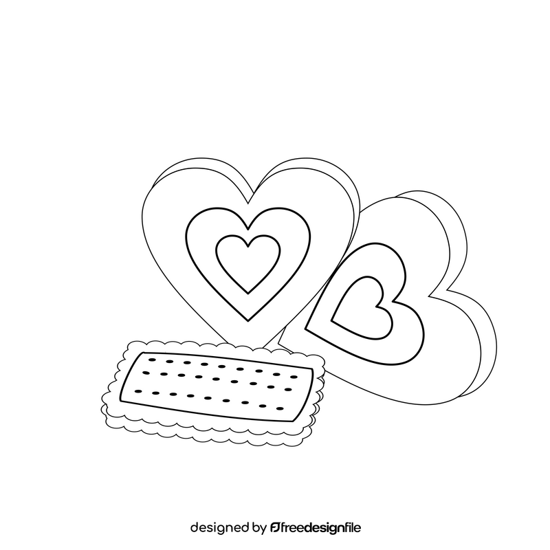 Heart biscuits cartoon black and white clipart