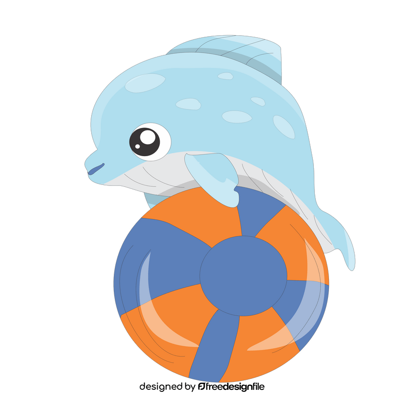Baby dolphin playing with ball clipart