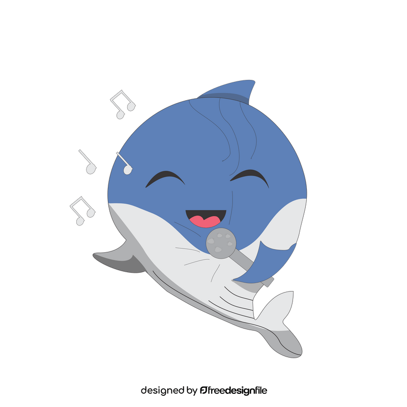 Cute dolphin singing illustration clipart