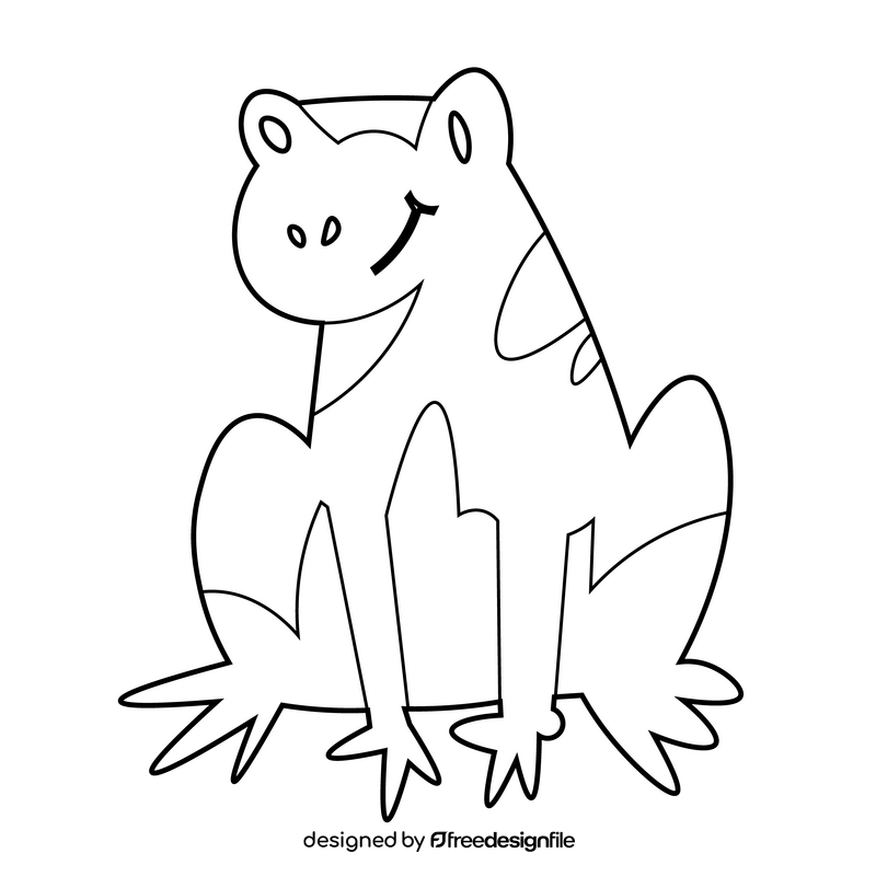 Frog smile drawing black and white clipart