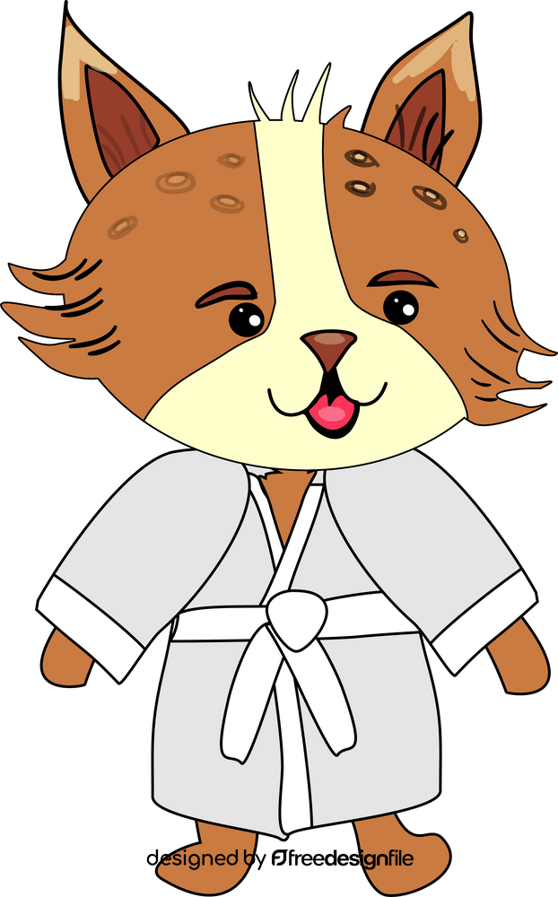 Fox in jiu jitsu uniform illustration clipart