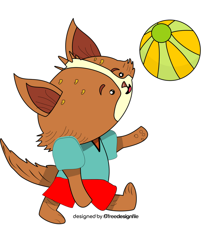Fox playing with ball drawing clipart
