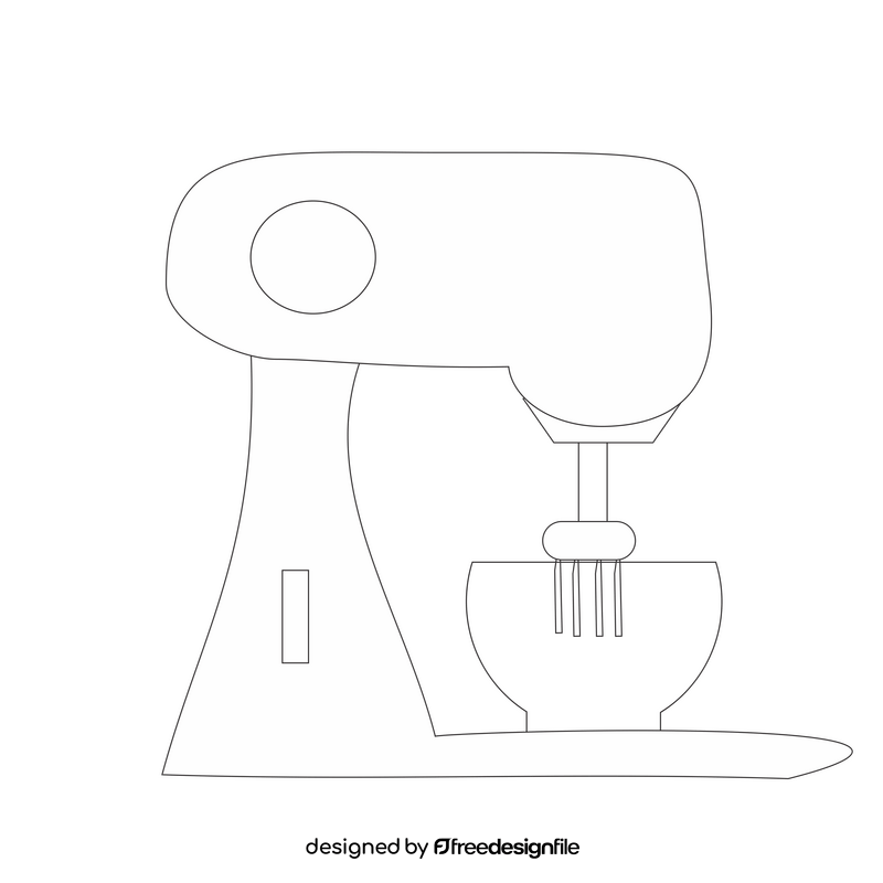 Kitchen food mixer illustration black and white clipart