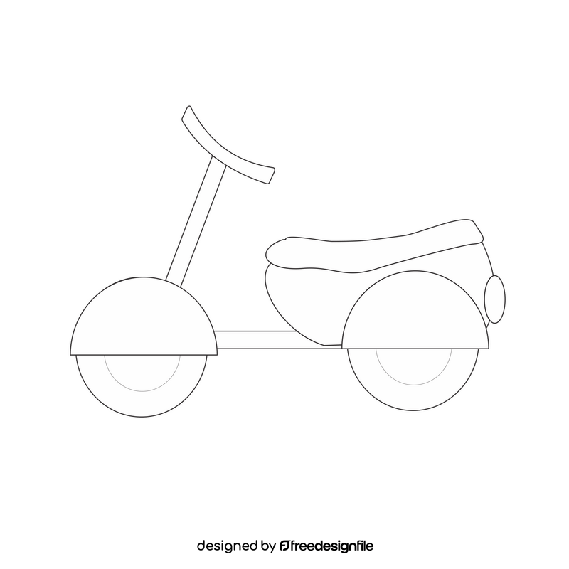 Scooter cartoon black and white clipart