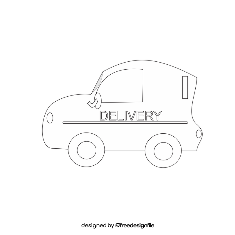 Free delivery car black and white clipart