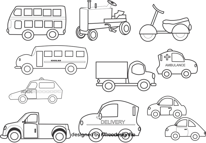 Transportation black and white vector