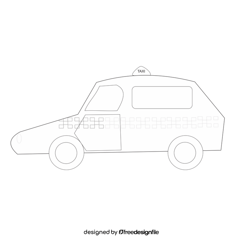 Taxi illustration black and white clipart