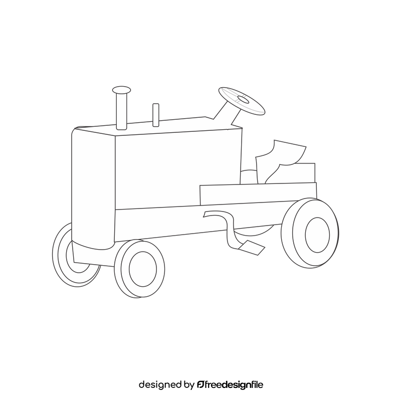 Tractor black and white clipart