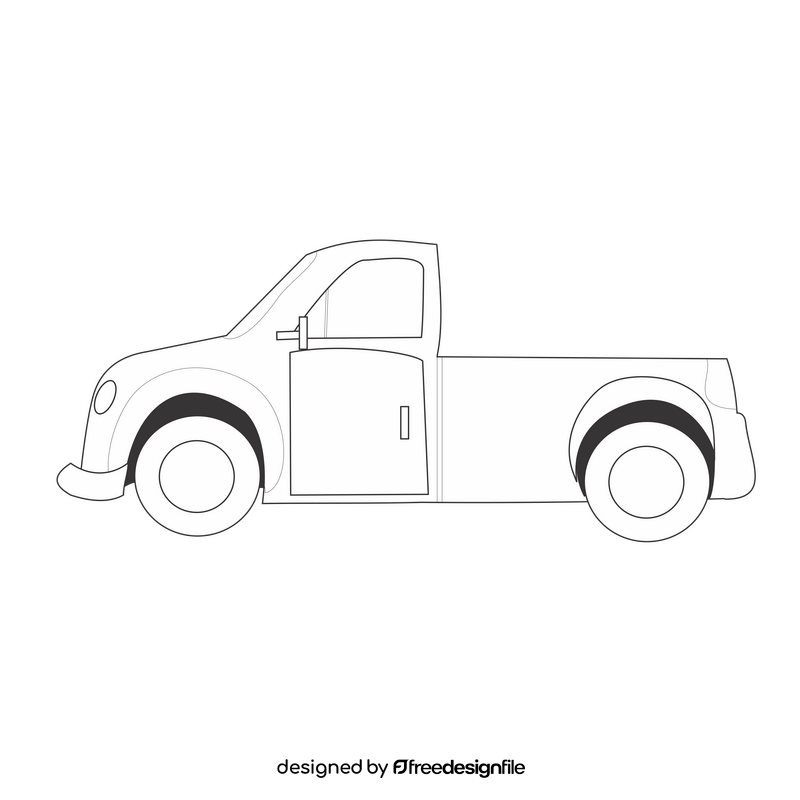 Free pickup truck black and white clipart