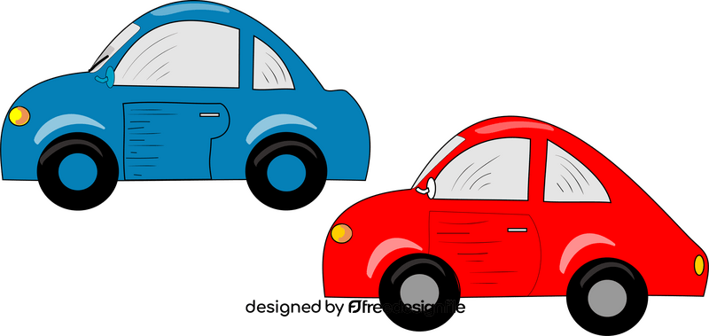 Blue and red cars cartoon clipart