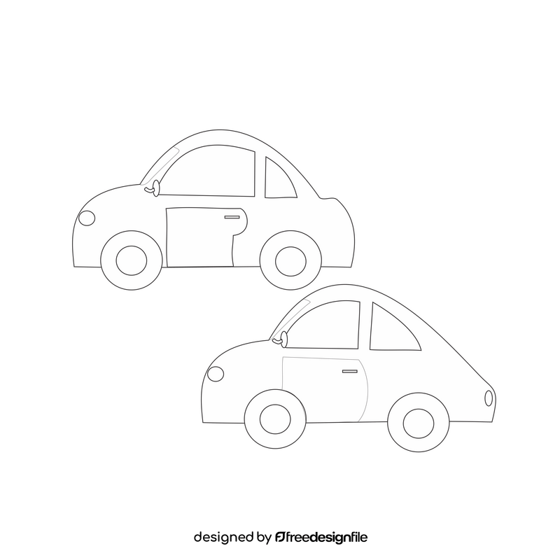 Cars cartoon black and white clipart