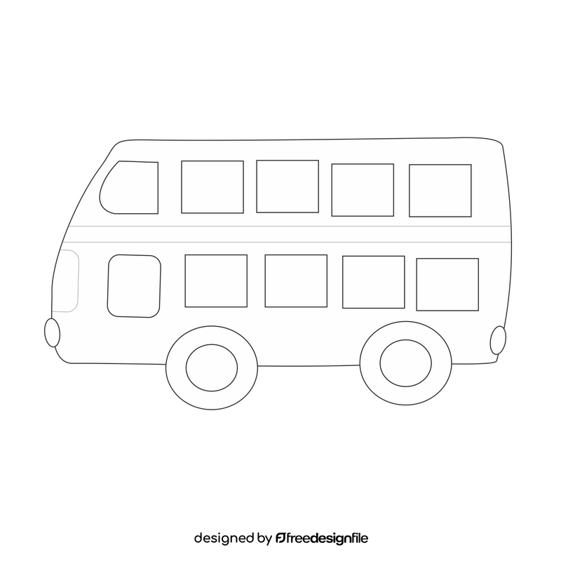 Double decker illustration black and white clipart