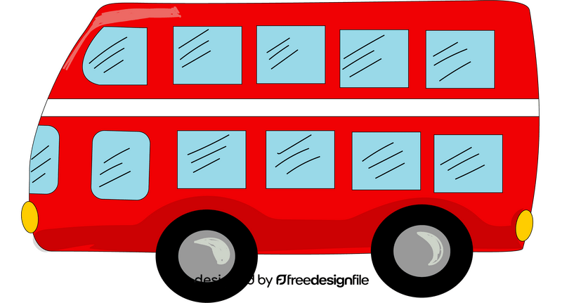 Red double decker illustration clipart