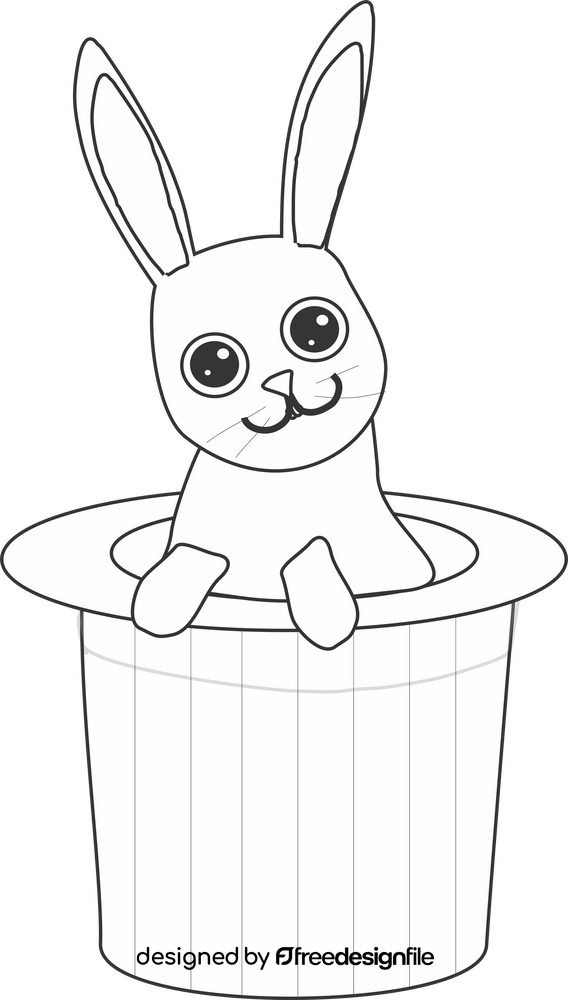 Circus rabbit illustration black and white clipart