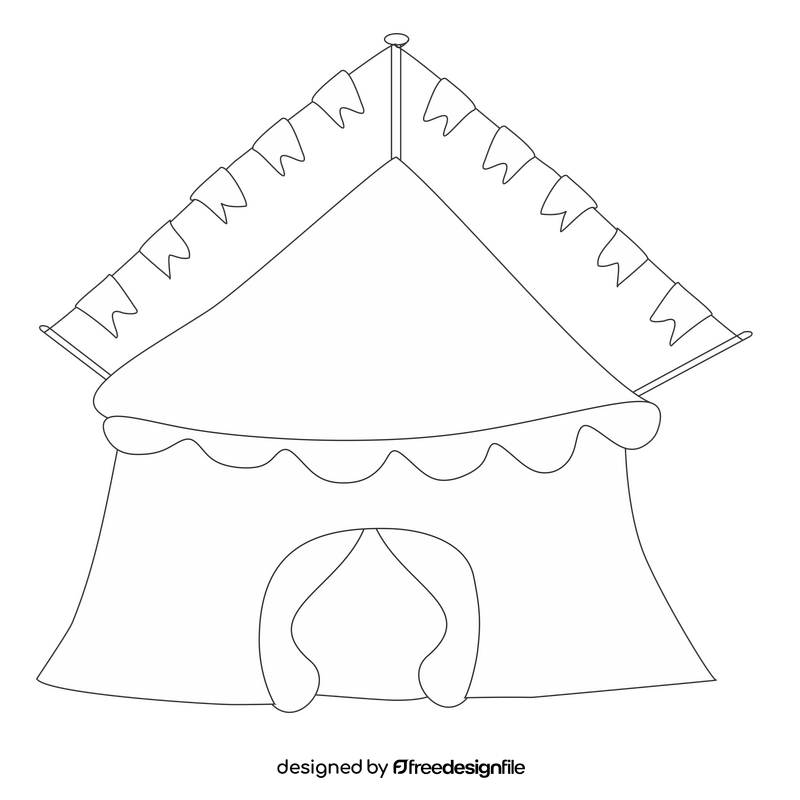 Circus tent drawing black and white clipart