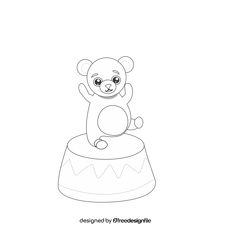 Cartoon bear on stage black and white clipart